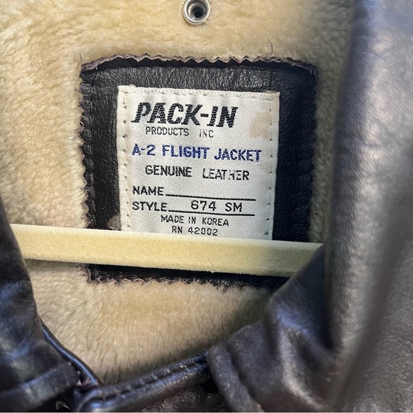Vtg Pack-In products Mens A-2 Flight Jacket Bomber Military Brown Leather 40 - Picture 9 of 11